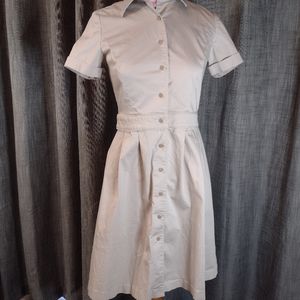 346 Brooks Brothers Khaki Button Down Shirt Dress Pleated Skirt 6